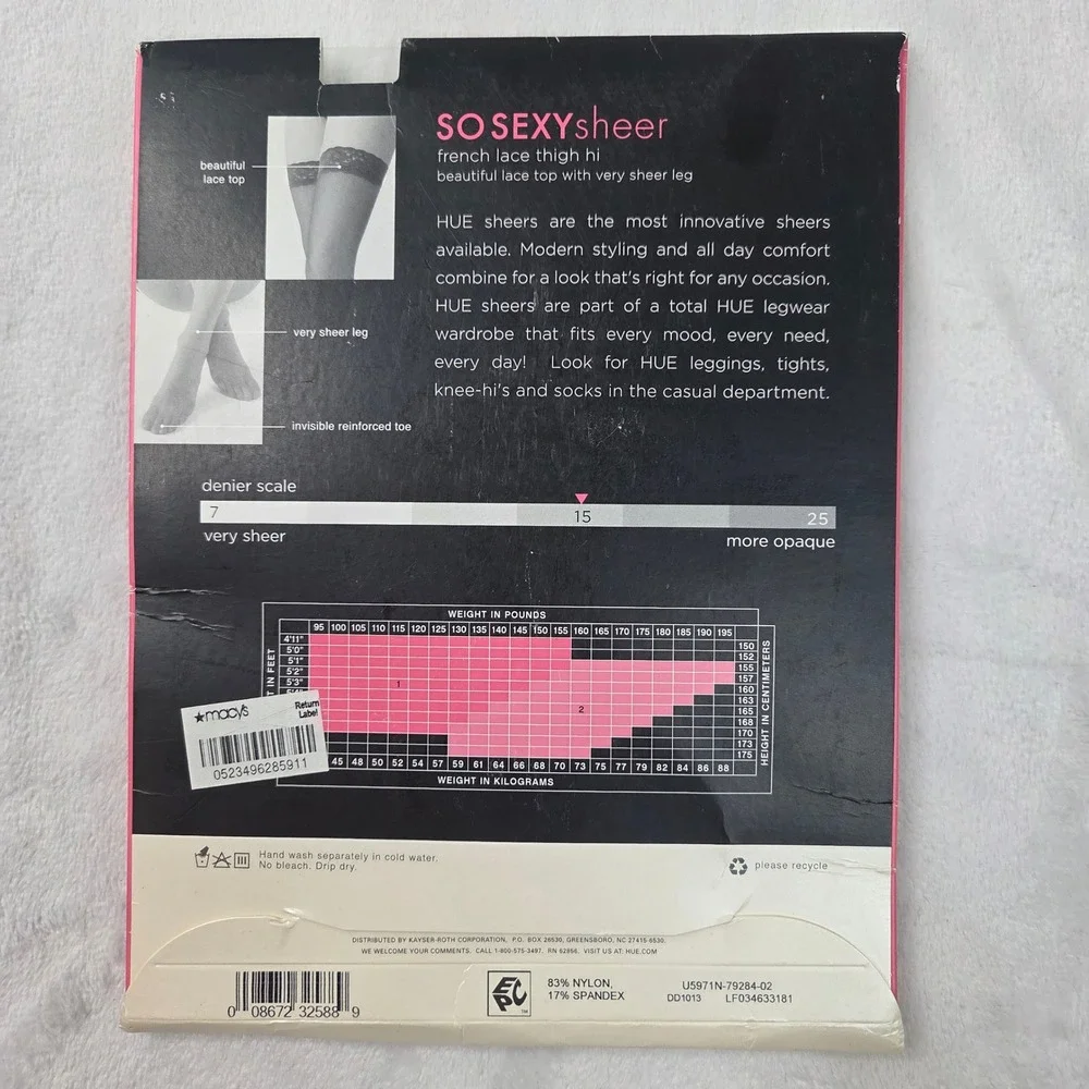 Hue Thigh Hi Women Size 2 Natural French Lace So Sexy Sheer Stockings 5971N NEW
